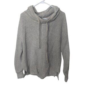 Gap‎ Hoodie Sweater Womens M Petite Gray Cotton Knit Ribbed Pullover